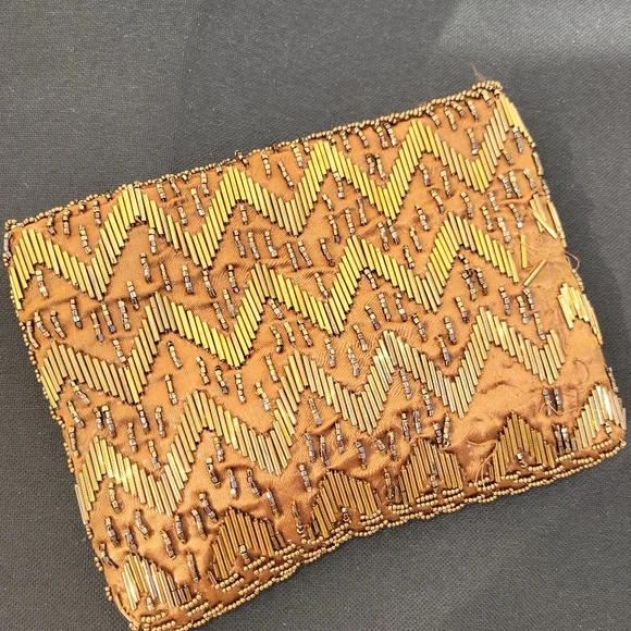 Fine Arts Beaded Bag ~ Vintage ~ Hong Kong ~ Bronze Shimmer ~ Needs TLC - Picture 6 of 16